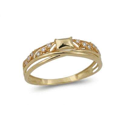 Vintage lattice princess diamond gold ring