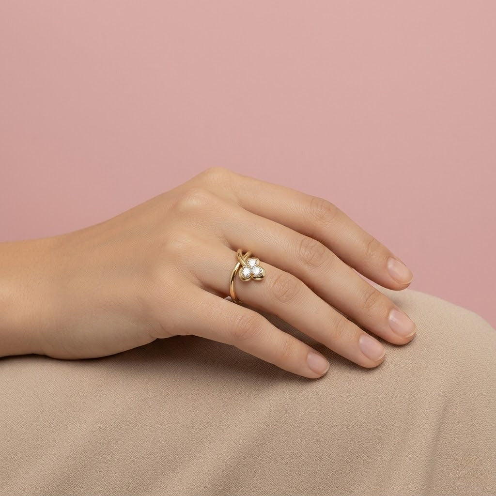 Petal Trio Bloom Diamond Gold Ring