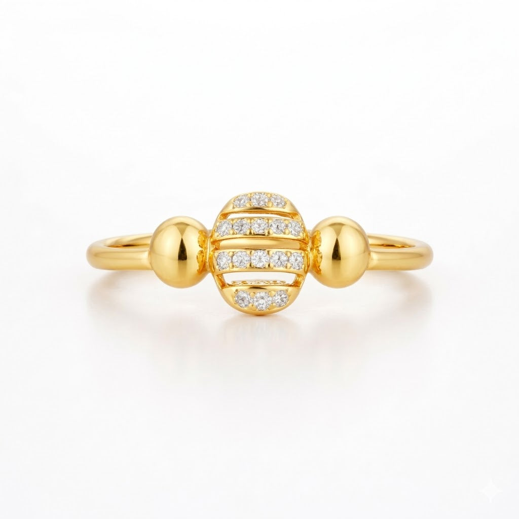 Classic Circular Sparkle Design Diamond Gold Ring