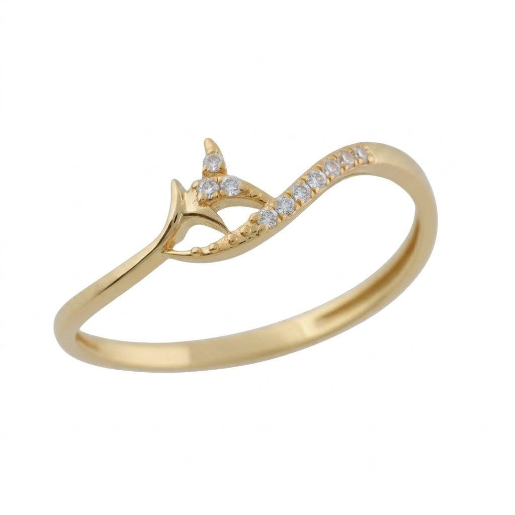 Butterfly Curve Diamond 9K Gold Ring