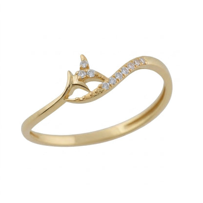 Butterfly Curve Diamond 9K Gold Ring