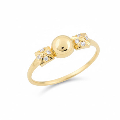 Modern Sphere Accent Sparkle Design Diamond Gold Ring