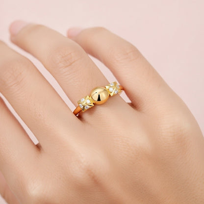 Modern Sphere Accent Sparkle Design Diamond Gold Ring