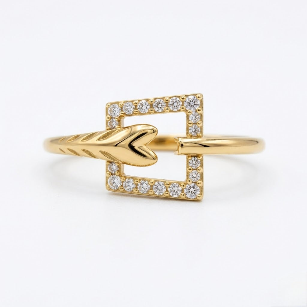 Arrow Frame Diamond Gold Ring