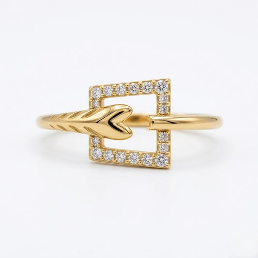 Arrow Frame Diamond Gold Ring