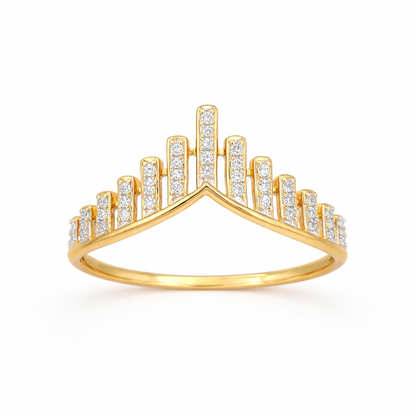 Royal Tiered Arch Motif Statement Diamond Gold Ring