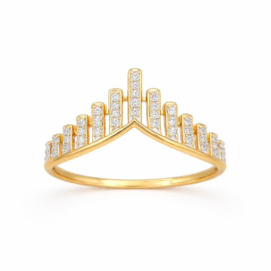 Royal Tiered Arch Motif Statement Diamond Gold Ring