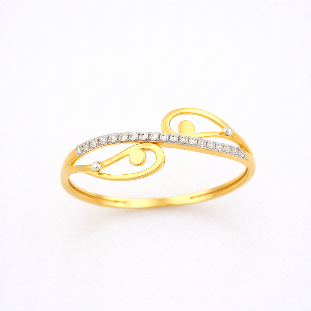 Elegant Infinity Swirl Design Diamond Gold Ring