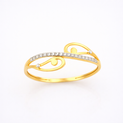 Elegant Infinity Swirl Design Diamond Gold Ring