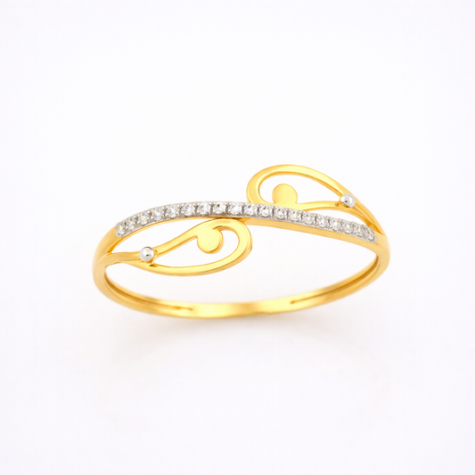 Elegant Infinity Swirl Design Diamond Gold Ring
