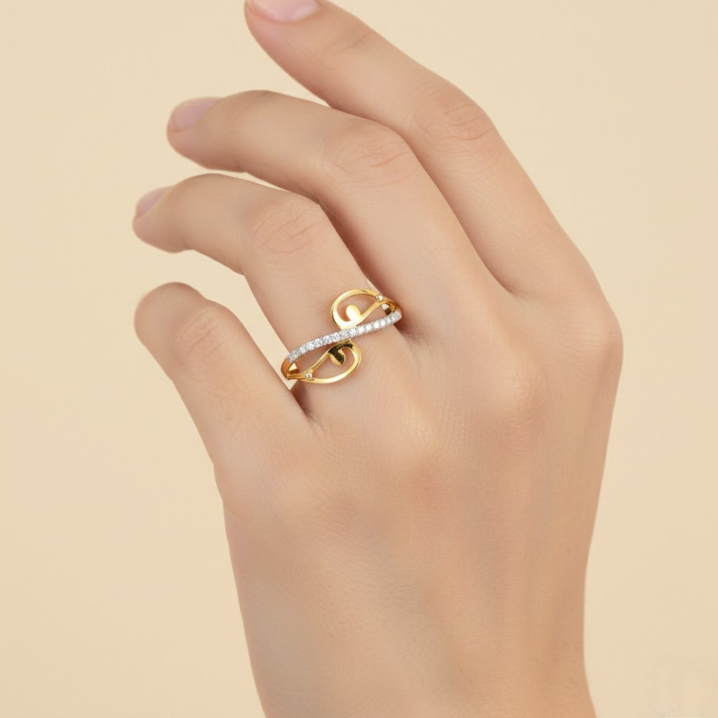 Elegant Infinity Swirl Design Diamond Gold Ring