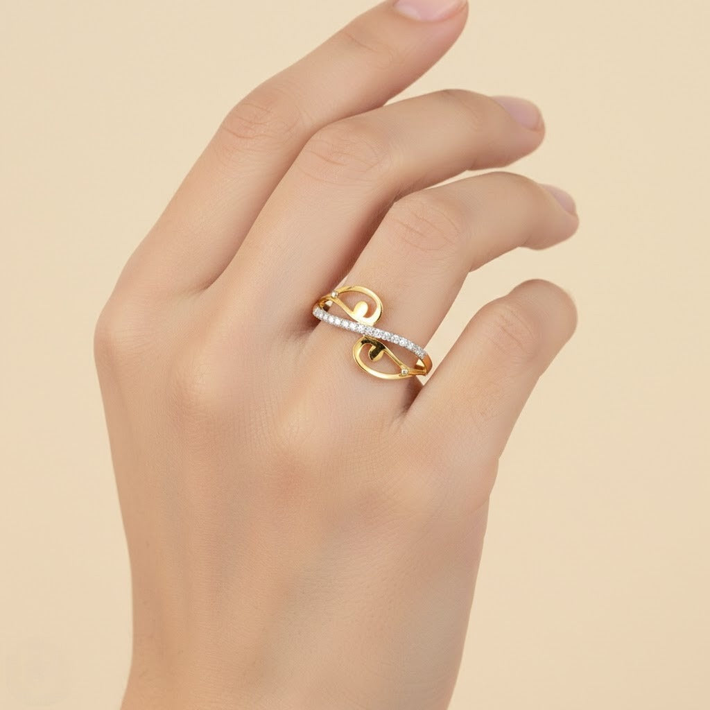 Elegant Infinity Swirl Design Diamond Gold Ring