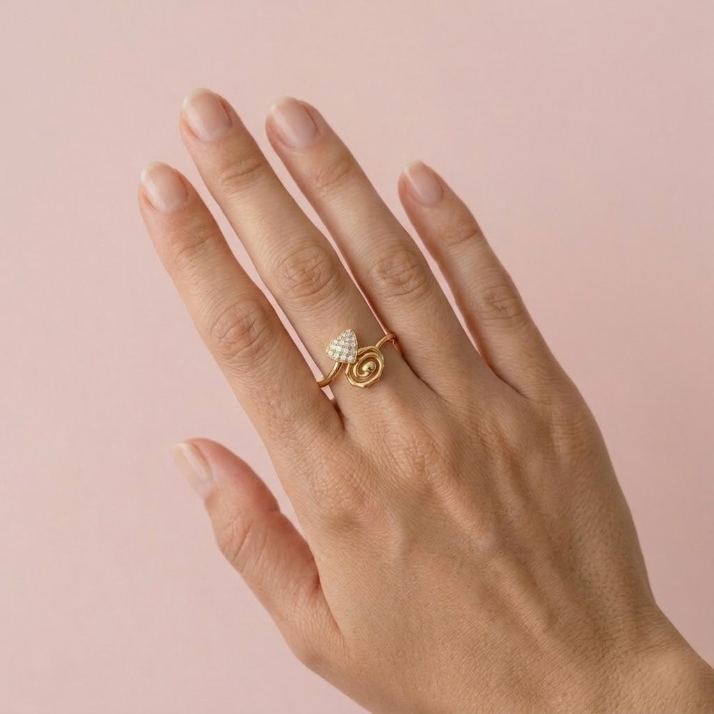 Spiral Shield Sparkle Ring