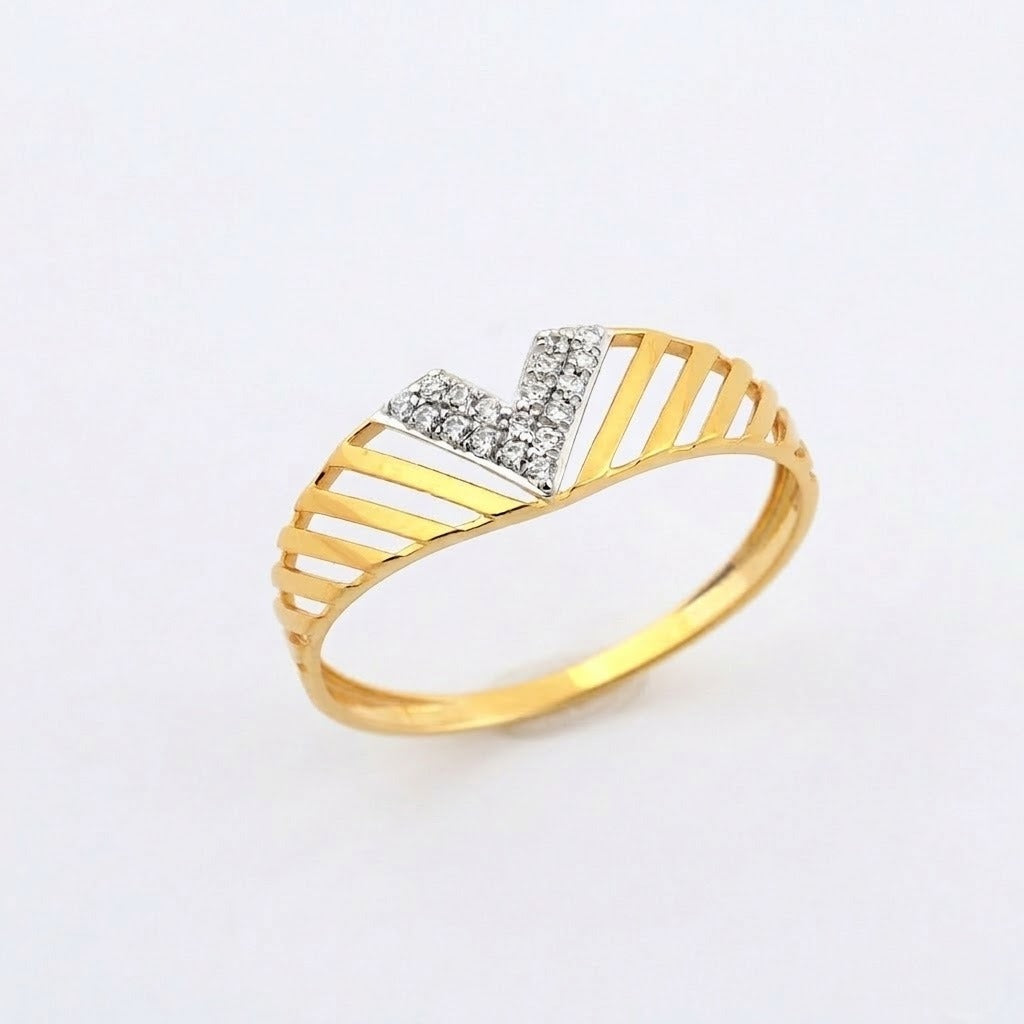Chevron V-Shape Diamond Gold Ring