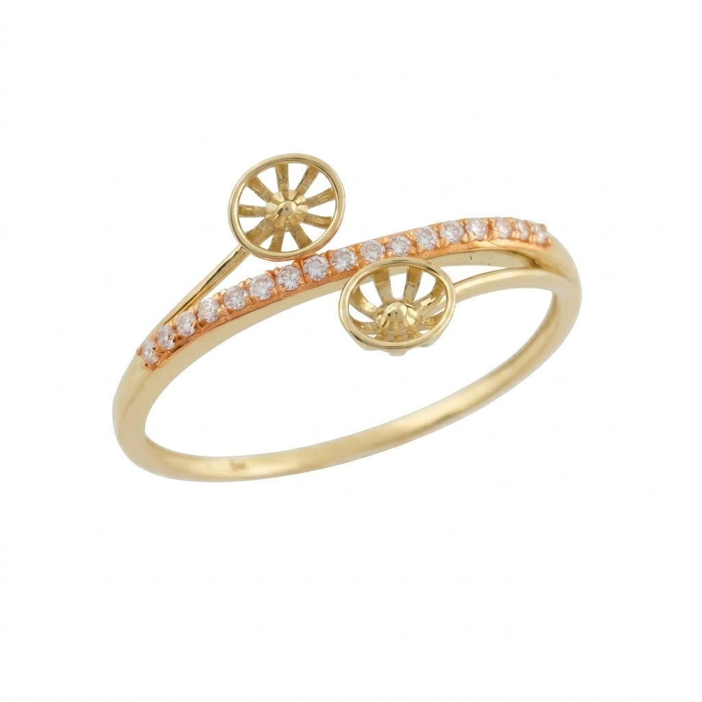 Dual Wheel Diamond Gold Ring