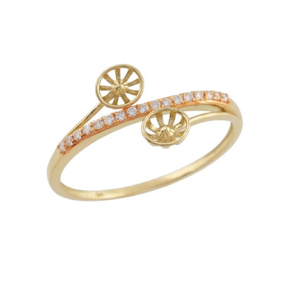 Dual Wheel Diamond Gold Ring