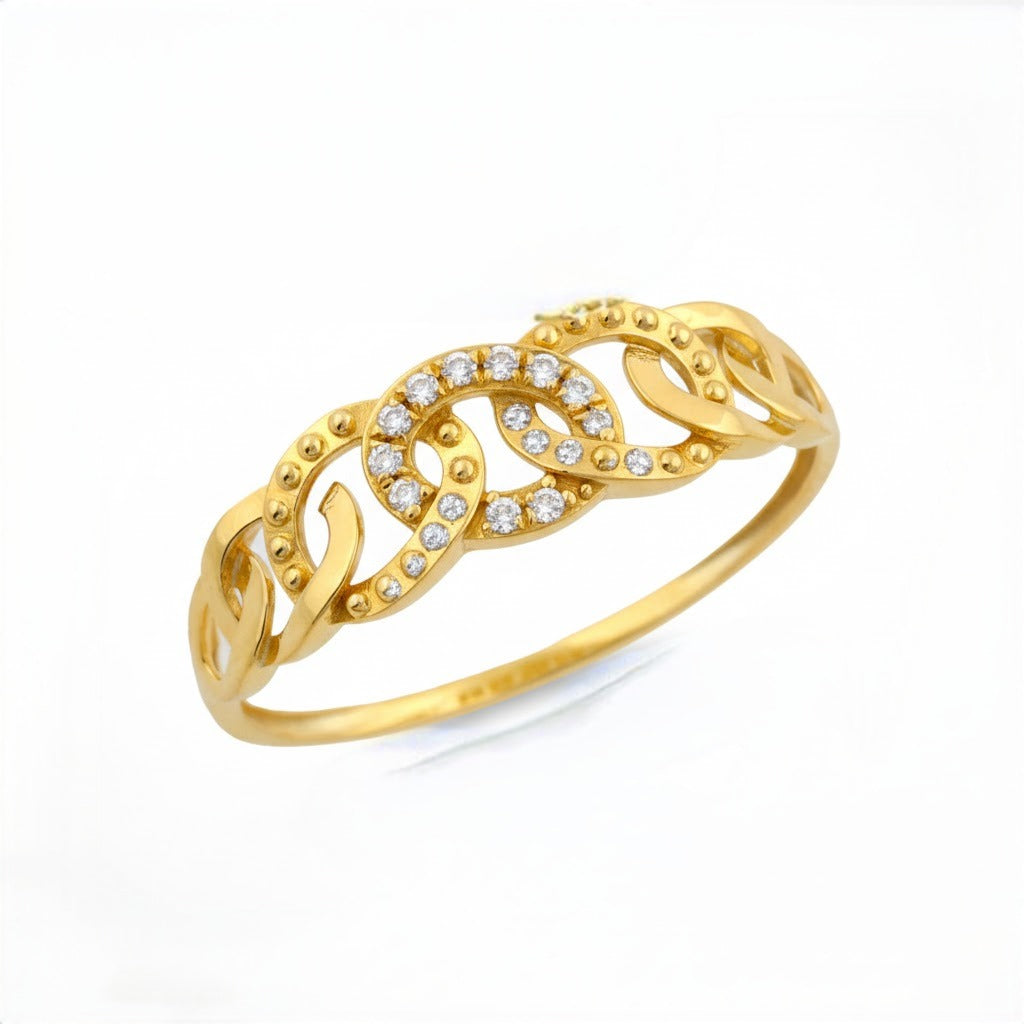 Interlinked Scroll Diamond Gold Ring
