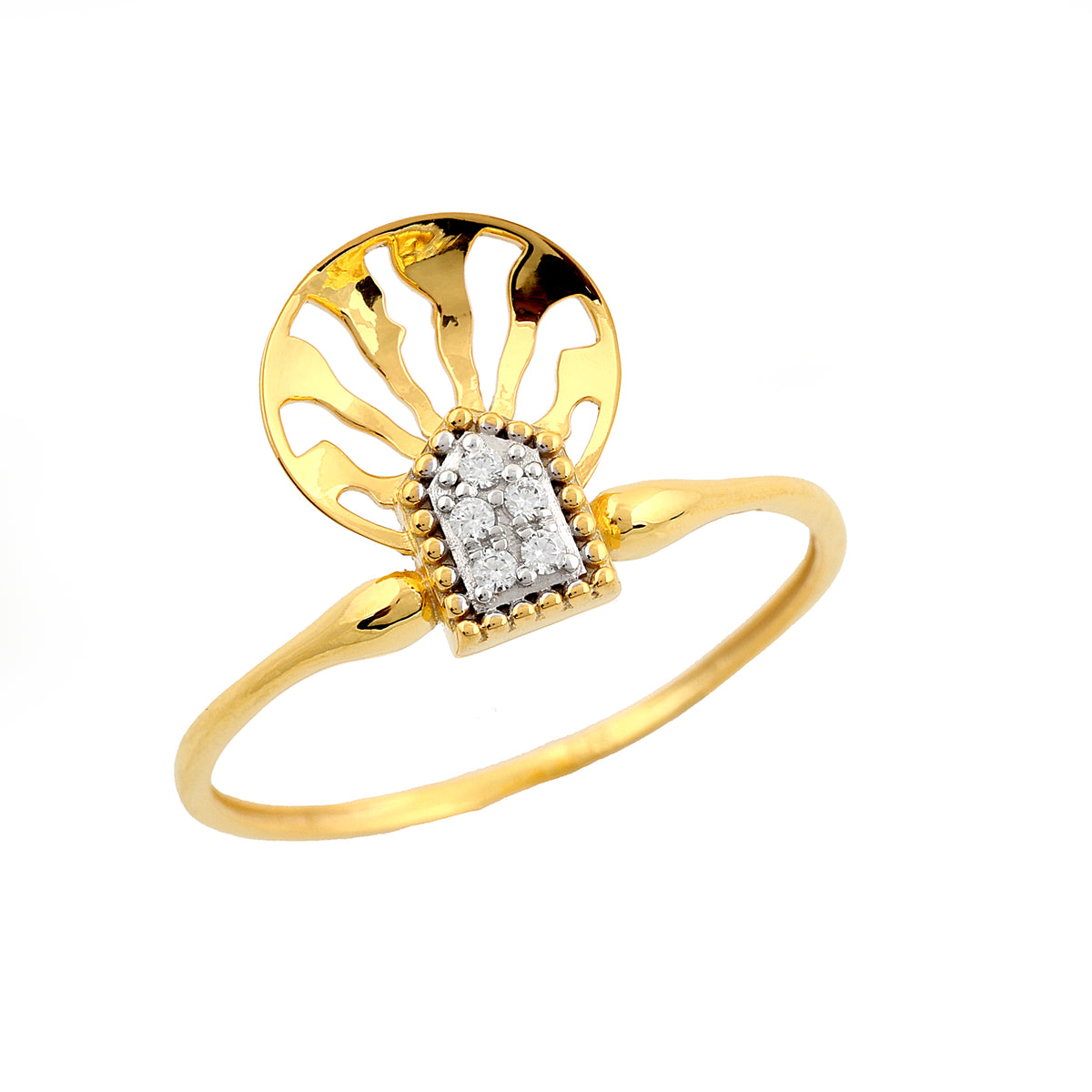 9K Sunburst Diamond Gold Ring