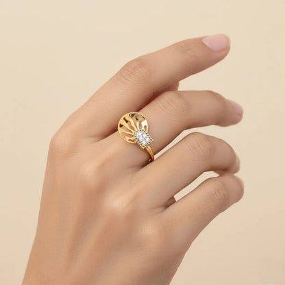 9K Sunburst Diamond Gold Ring