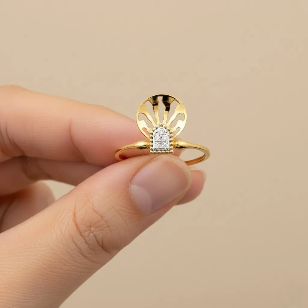 9K Sunburst Diamond Gold Ring