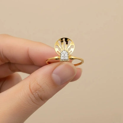 9K Sunburst Diamond Gold Ring
