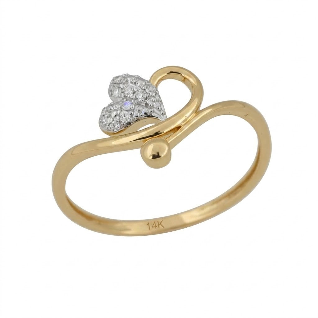 Graceful Heart Bloom Sparkle Diamond Gold Ring