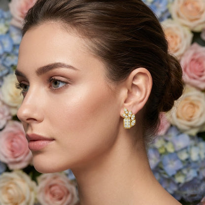 Floral Gold Diamond Cluster Pendant