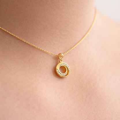 Modern Spiral Circular Drop Motif Diamond Gold Pendant