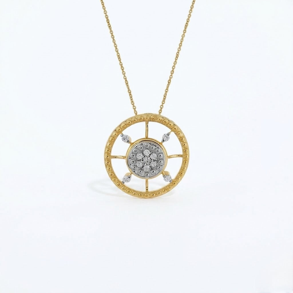 Radiant Circular Cluster Design Diamond Gold Pendant