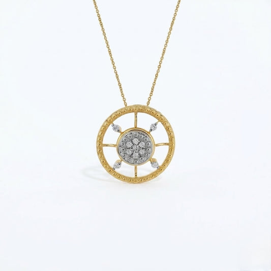 Radiant Circular Cluster Design Diamond Gold Pendant