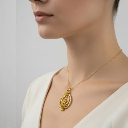 Blossom Cascade Circle Diamond Gold Pendant