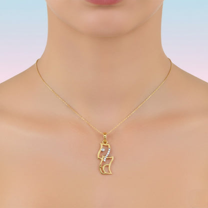 Curved Stone-Studded Designer diamond gold pendant
