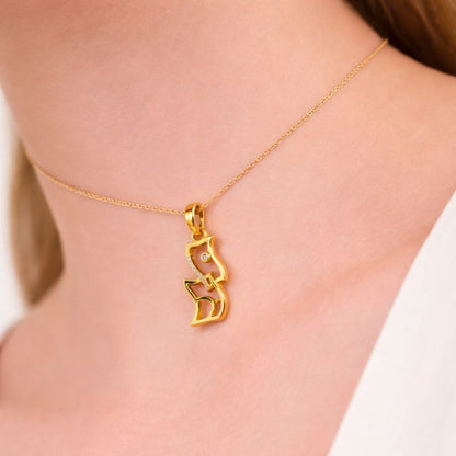 Curved Stone-Studded Designer diamond gold pendant