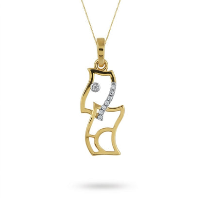 Curved Stone-Studded Designer diamond gold pendant