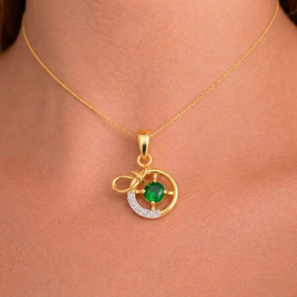 Eternal Knot Gemstone Gold Pendant