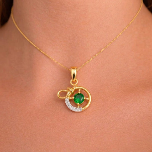 Eternal Knot Gemstone Gold Pendant