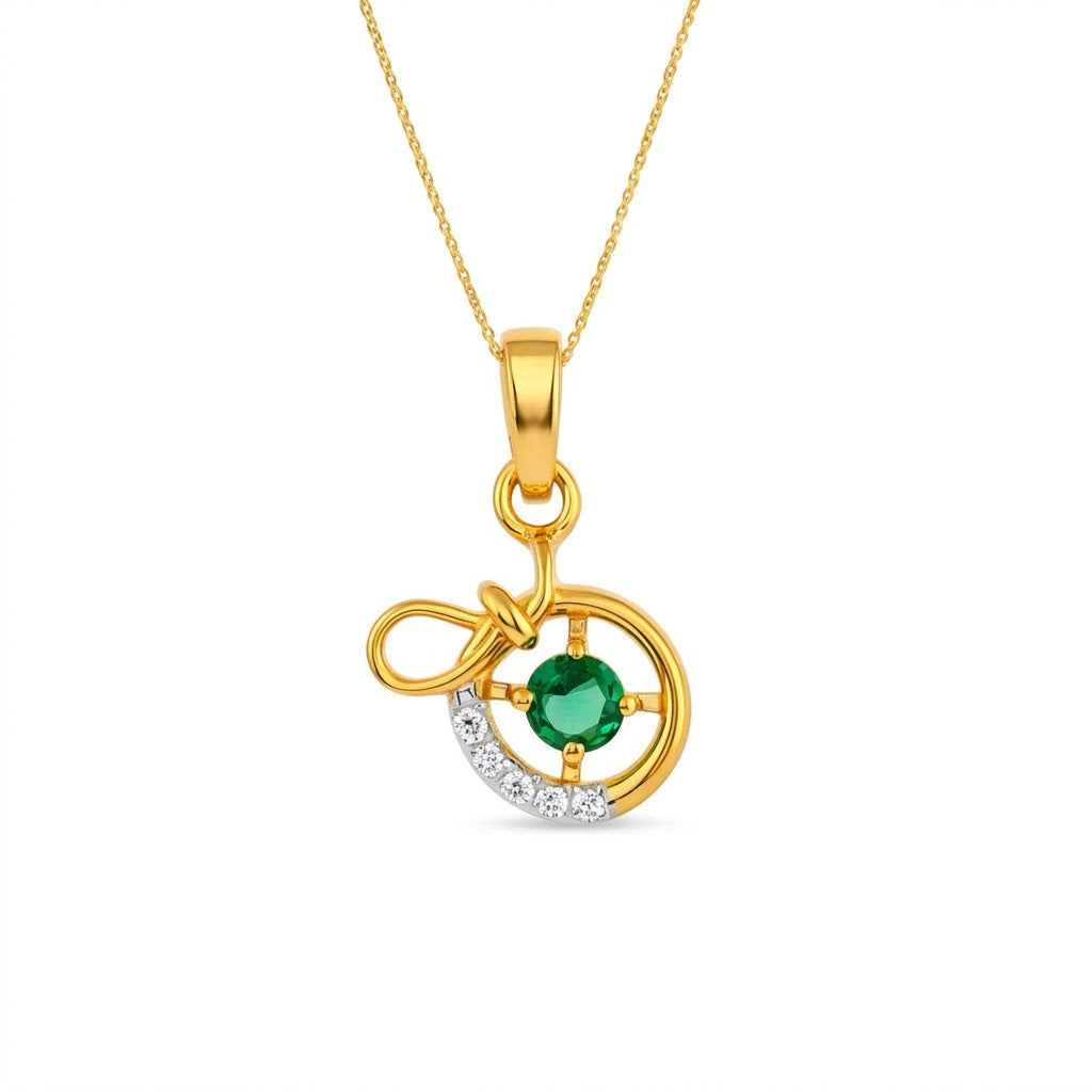 Eternal Knot Gemstone Gold Pendant