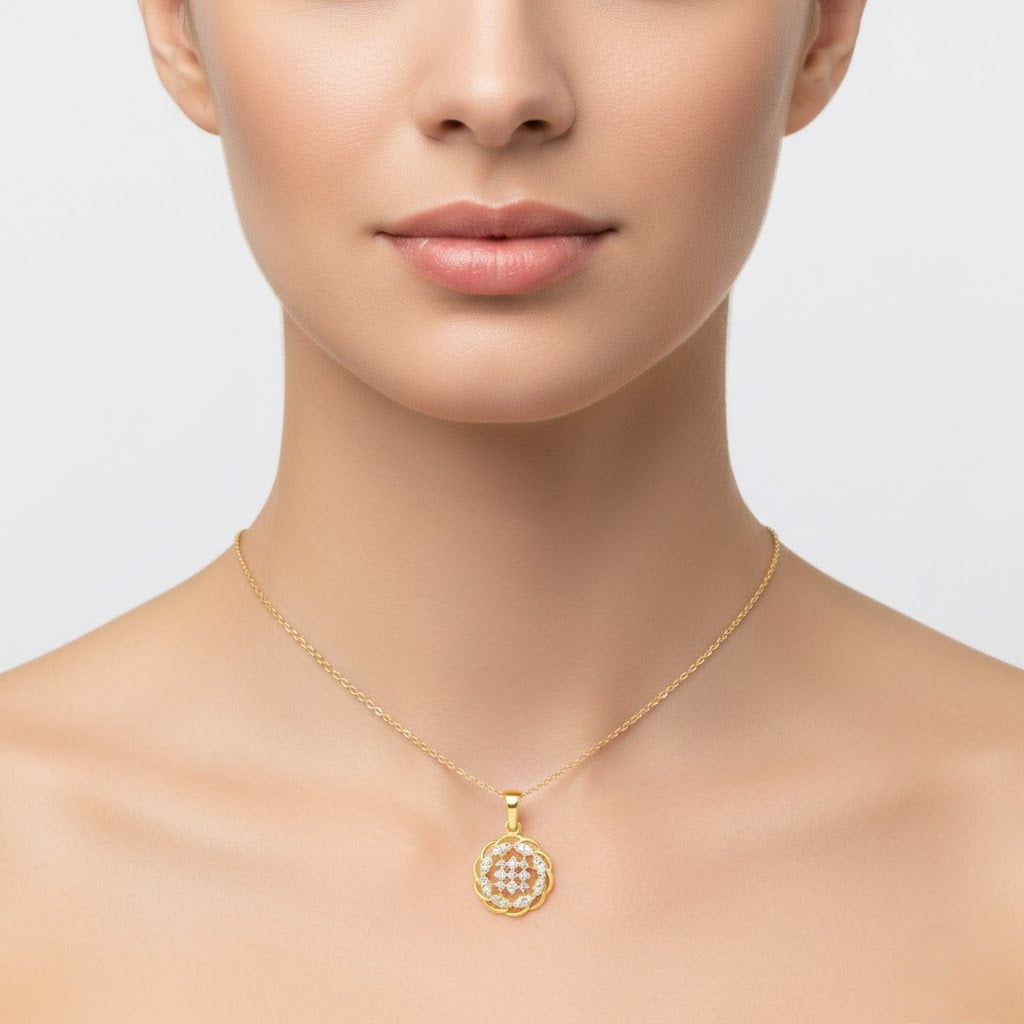 Floral Diamond Gold Pendant