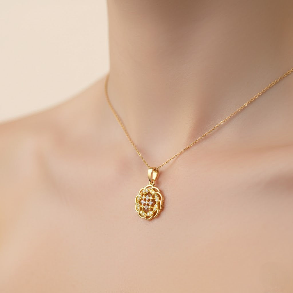 Floral Diamond Gold Pendant