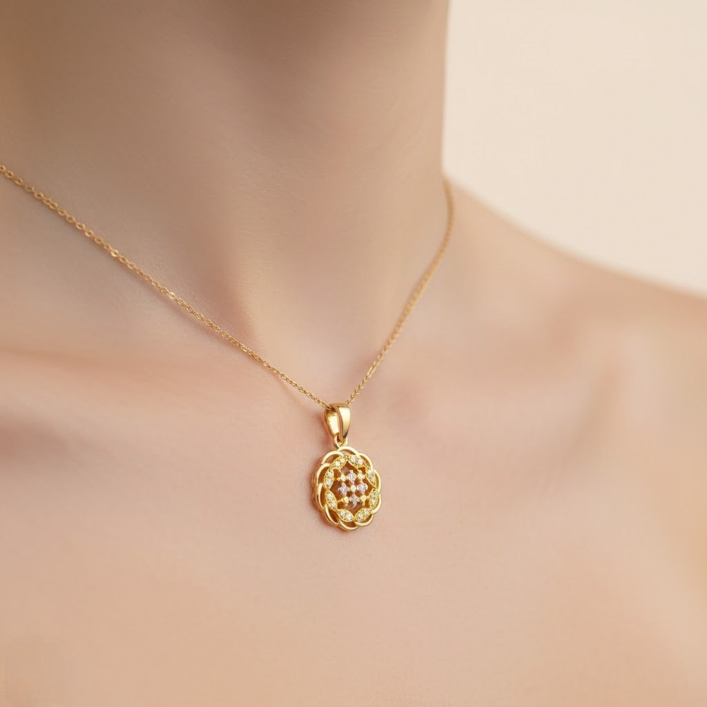 Floral Diamond Gold Pendant