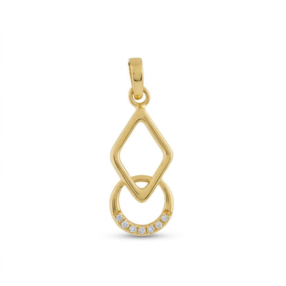 Modern Geometric Drop Design Diamond Gold Pendant