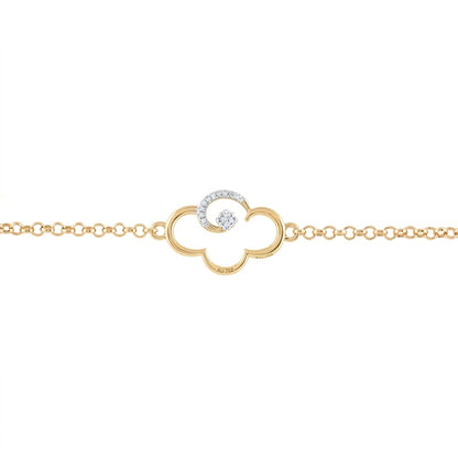Delicate Clover Curve Sparkle Diamond Gold Pendant