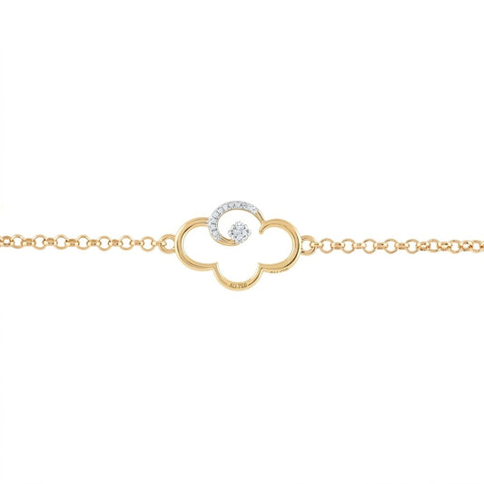 Delicate Clover Curve Sparkle Diamond Gold Pendant