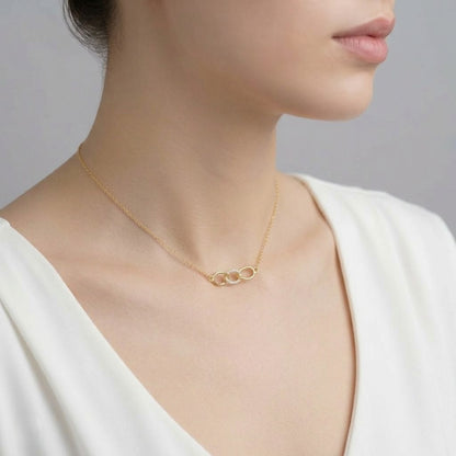 Interlinked Oval Harmony Sparkle Diamond Gold Pendant