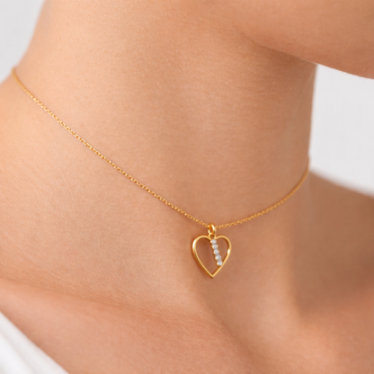 Open Heart 9K Diamond Gold Pendant