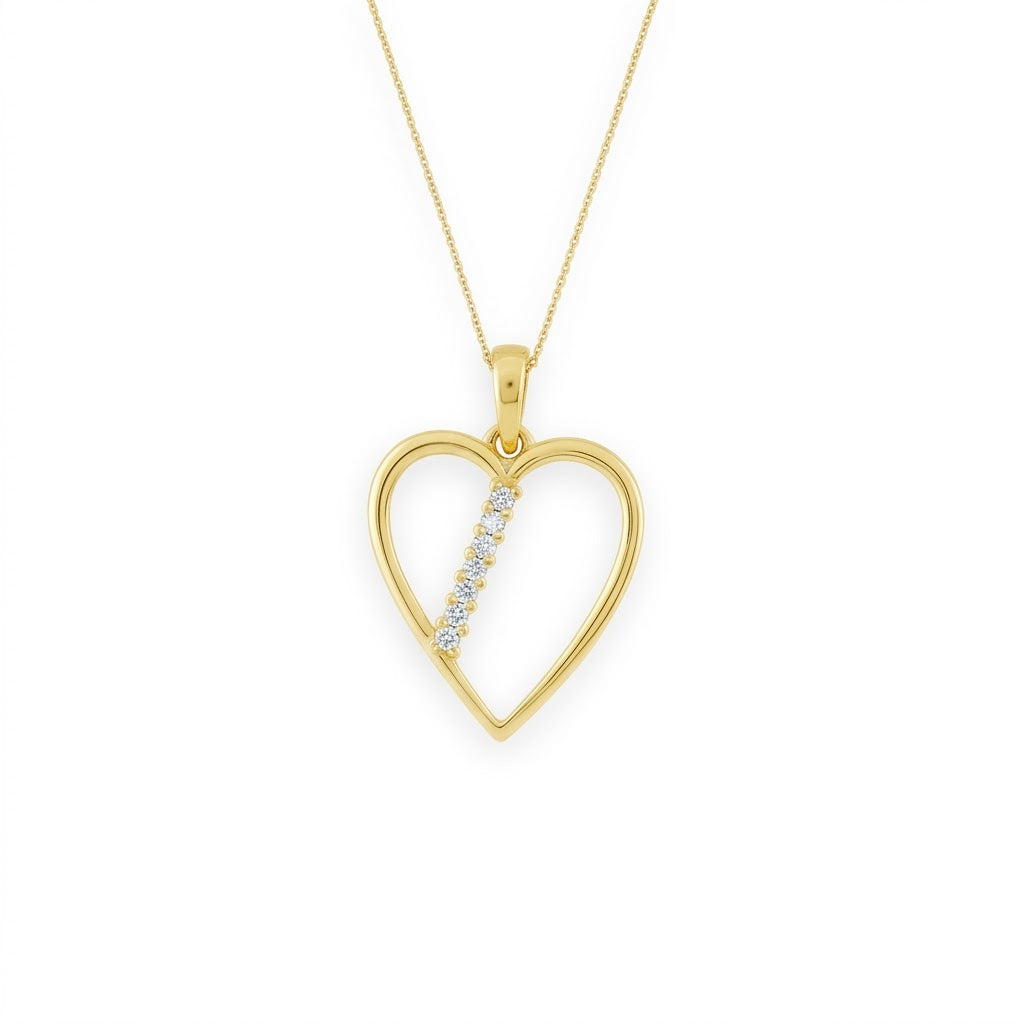 Open Heart 9K Diamond Gold Pendant