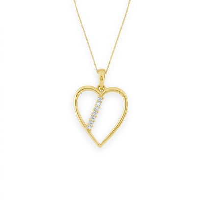 Open Heart 9K Diamond Gold Pendant