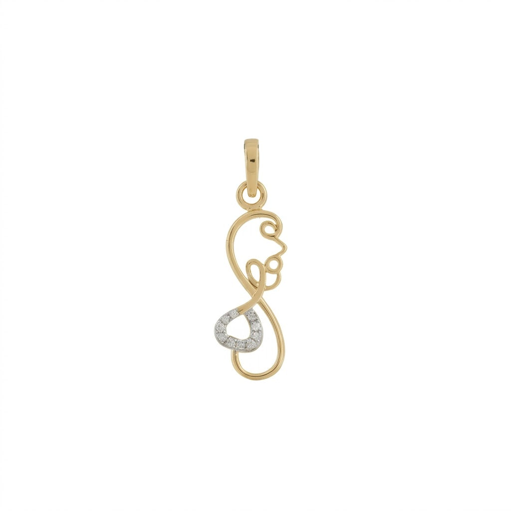 Elegant Swirl Heart Charm Diamond Gold Pendant