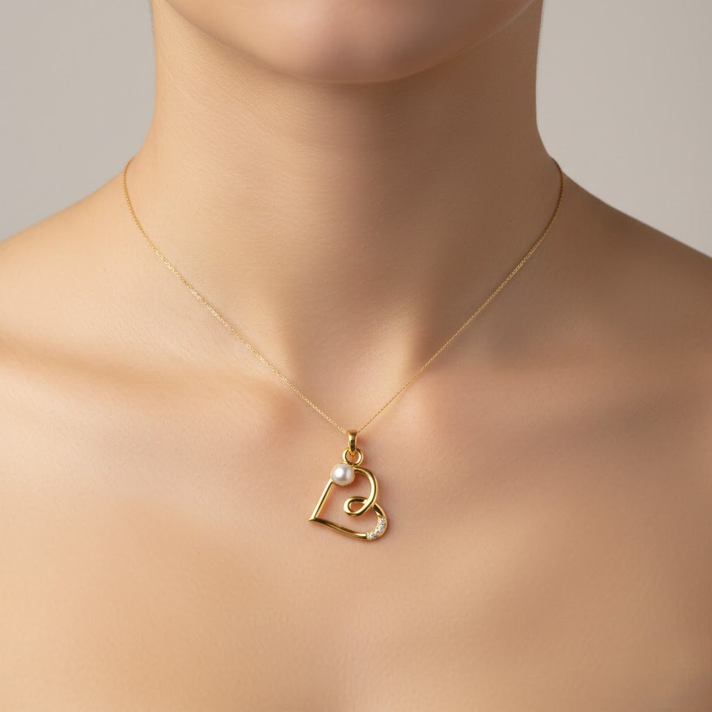 Swirl Loop Heart Diamond Gold Pendant