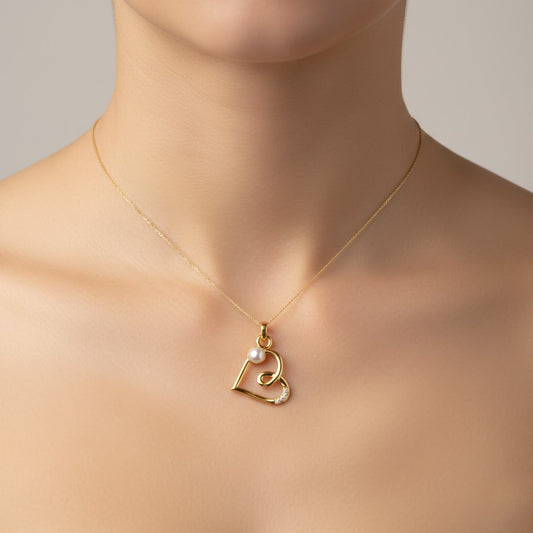 Swirl Loop Heart Diamond Gold Pendant